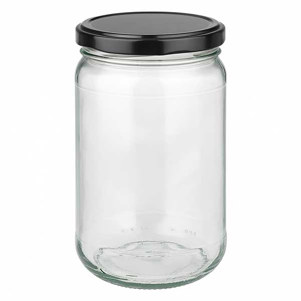 305ml Verre rond avec couvercle BasicSeal noir UNiTWIST