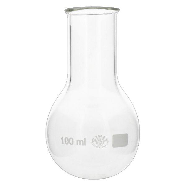 Ballon à fond plat 100ml col large borosilicate avec bord arrondi