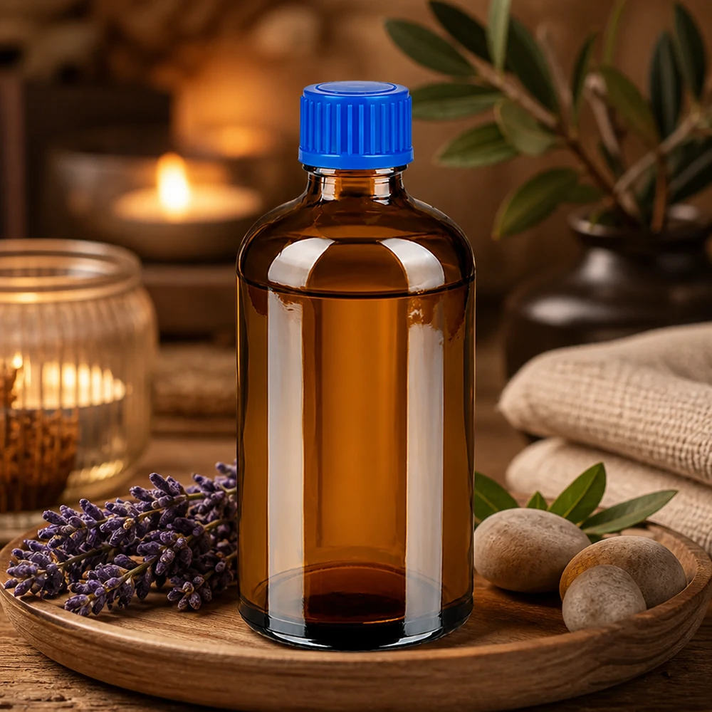 Flacon de 100ml 11mm SV bleu STD BrownLine UT18/100 Bouteille en verre anti-lumière 100ml avec bouchon à vis étanche pour les liquides sensibles