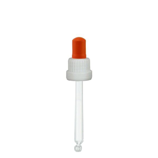 pipette en verre blanc/rouge 18mm, longueur 85 inviolable