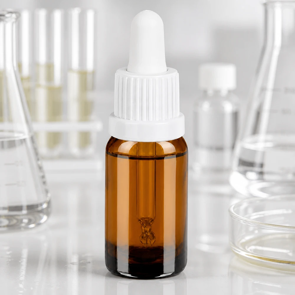 Flacon à pipette 10ml blanc OV BrownLine UT18/10 Flacon pipette 10ml en verre brun anti-UV avec pipette blanche pour un stockage sûr