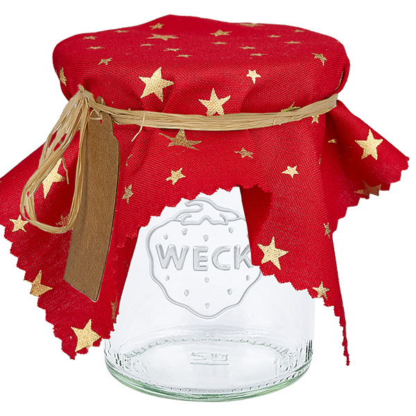 Couvercle en tissu étoiles rouge 150x150mm carré