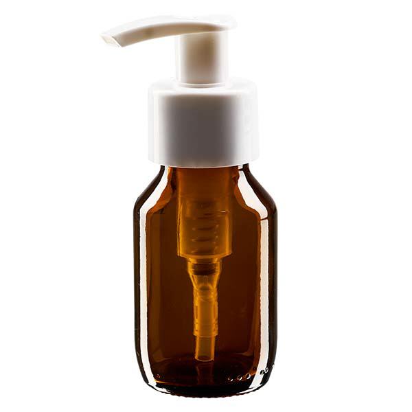 Flacon médical de 50 ml avec pompe doseuse blanche