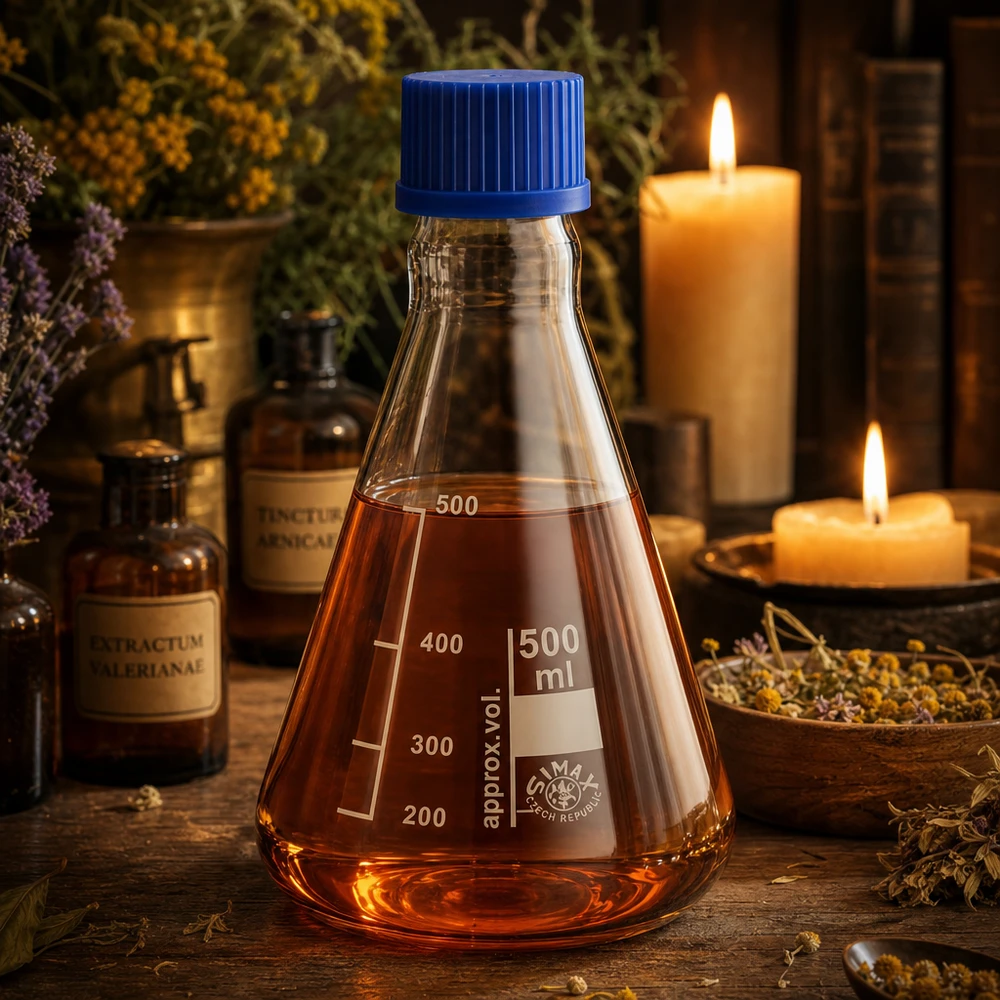Erlenmeyer 500 ml col étroit, verre borosilicate avec filetage et bouchon Fiole de verre robuste de 500 ml avec large ouverture pour un remplissage facile