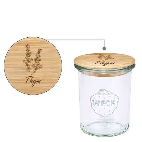 Boîte en bois « Thym » avec verre WECK 160 ml