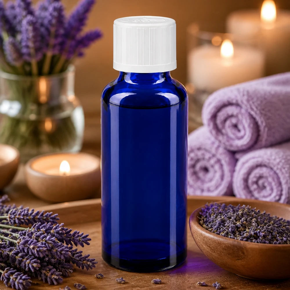 Flacon à pharmacie bleu 30ml bouchon vissable blanc sécurité enfant Flacon de pharmacie bleu cobalt de 30 ml avec bouchon à vis, pour huiles essentielles et aromathérapie