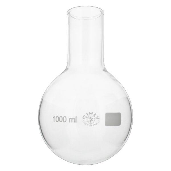 Ballon à fond plat 1000ml col large borosilicate avec bord arrondi