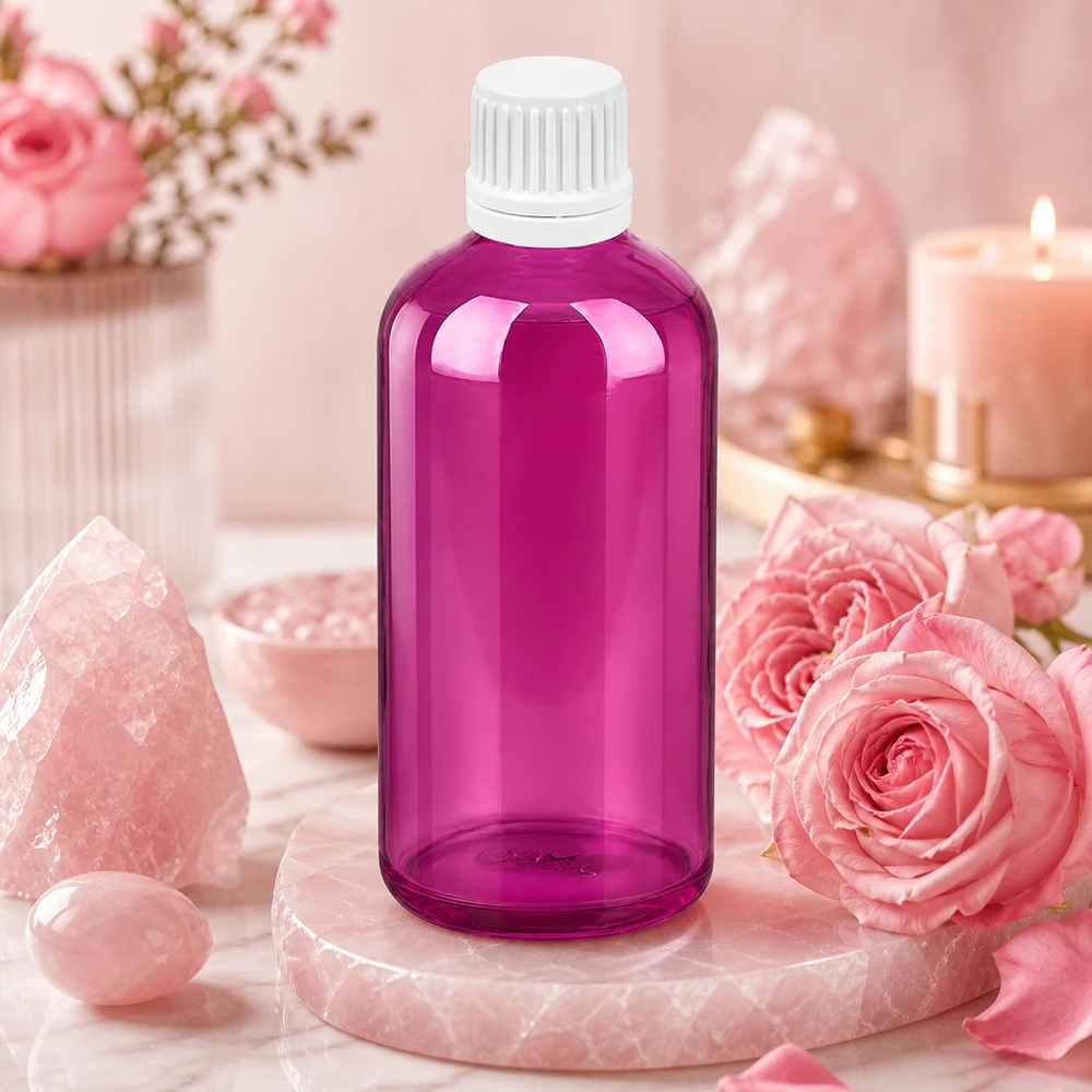 Flacon compte-gouttes réutilisable de 100 ml d'un violet très tendance pour les cosmétiques DIY et naturels