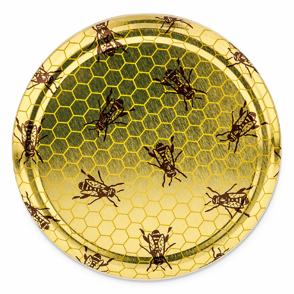 Couvercle BasicSeal pour bocaux Einweck de 82 mm, avec motif en nid d'abeille, idéal pour les pots de miel