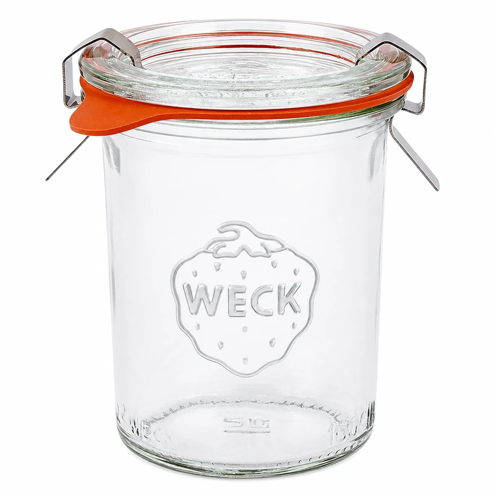 WECK Pot renversé 160ml RR60 avec couvercle en verre Anneau en caoutchouc et pinces pour conserver et mettre en conserve