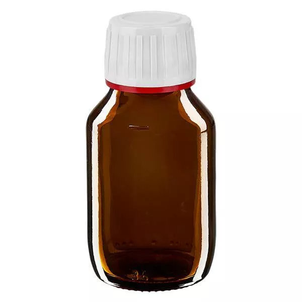 Flacon médical de 50 ml avec bouchon blanc Flacon médical de 50 ml avec bouchon blanc