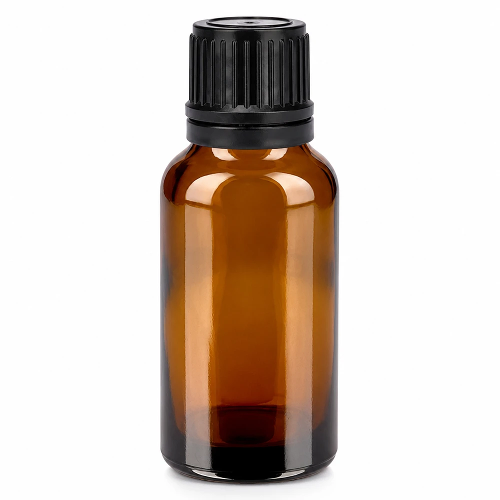 Flacon 20ml 11mm SV noir OV BrownLine UT18/20 Flacon brun de 20 ml protégé contre les UV, en verre de haute qualité, avec bouchon d'inviolabilité noir