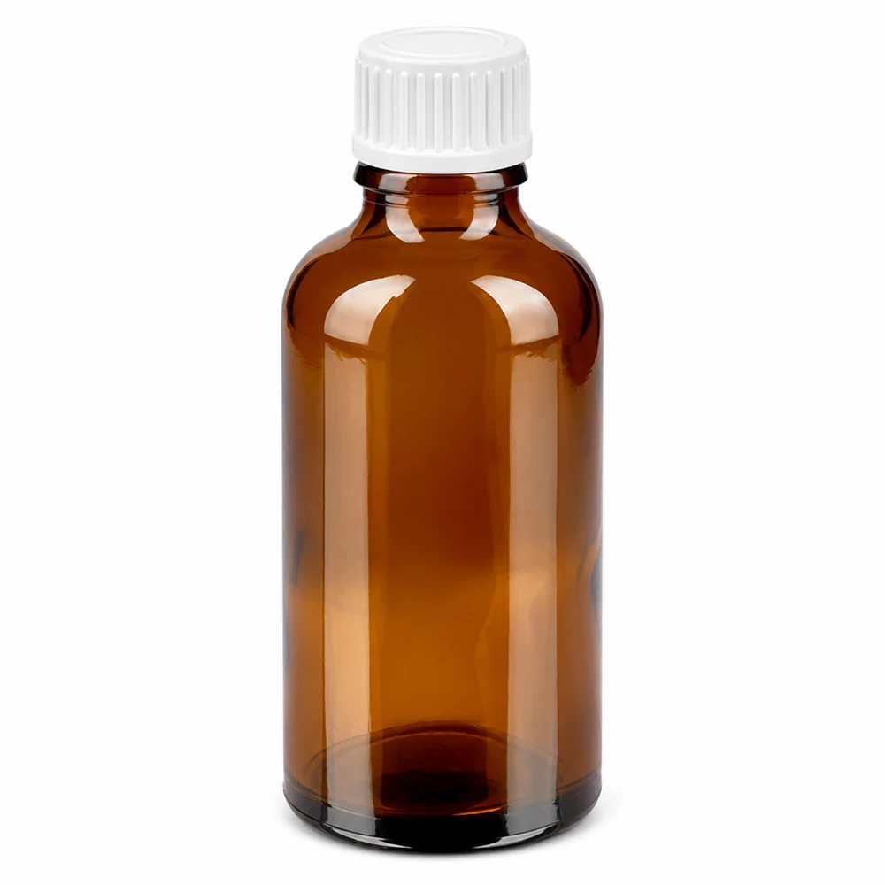 50ml flacon compte-gouttes 0.9mm blanc STD BrownLine UT18/50 Bouteille en verre brun de 50ml protégée contre les UV avec compte-gouttes précis de 0.9mm en blanc pour l'aromathérapie
