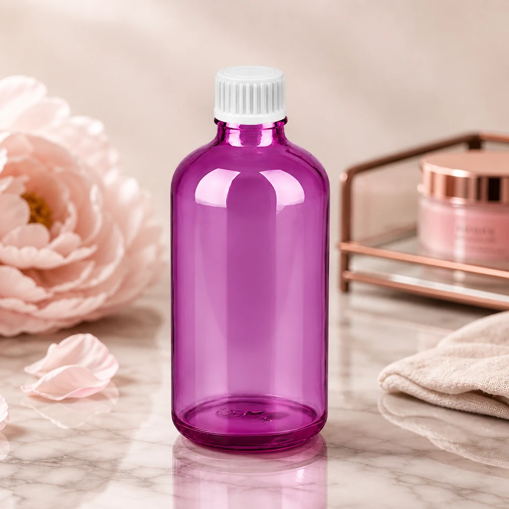 Flacon compte-gouttes 100ml 0.9mm blanc standard PurpleLine UT18/100 Flacon doseur professionnel de 100 ml pour une application précise des sérums, des huiles et des principes actifs liquides.