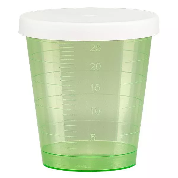Gobelet à médicaments 30 ml + couvercle à déclic (gobelet pharmaceutique / verre à eau-de-vie) couleur : vert