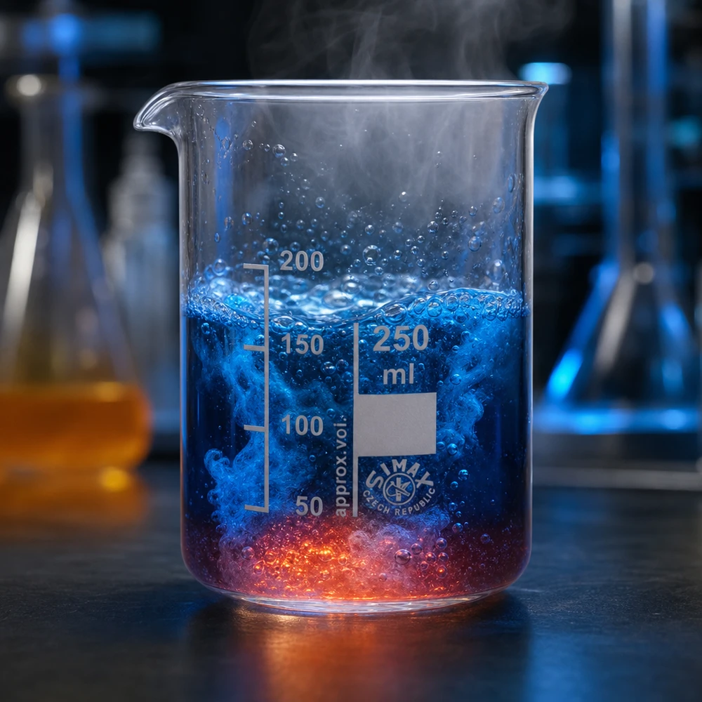 Bécher 250ml en verre borosilicate résistant à la chaleur (forme basse) Bécher en verre borosilicaté résistant à la chaleur de 250ml pour les expériences avec des solutions de réaction colorées