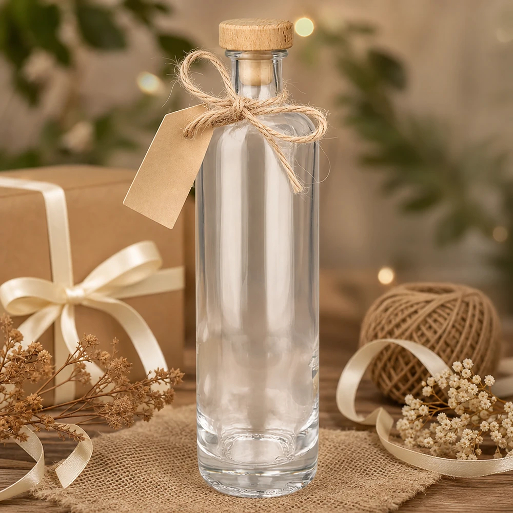 Bouteille en verre 500 ml « Ella » avec bouchon en bois UNiTWIST® Bouteille en verre 500 ml « Ella » avec bouchon en bois UNiTWIST®