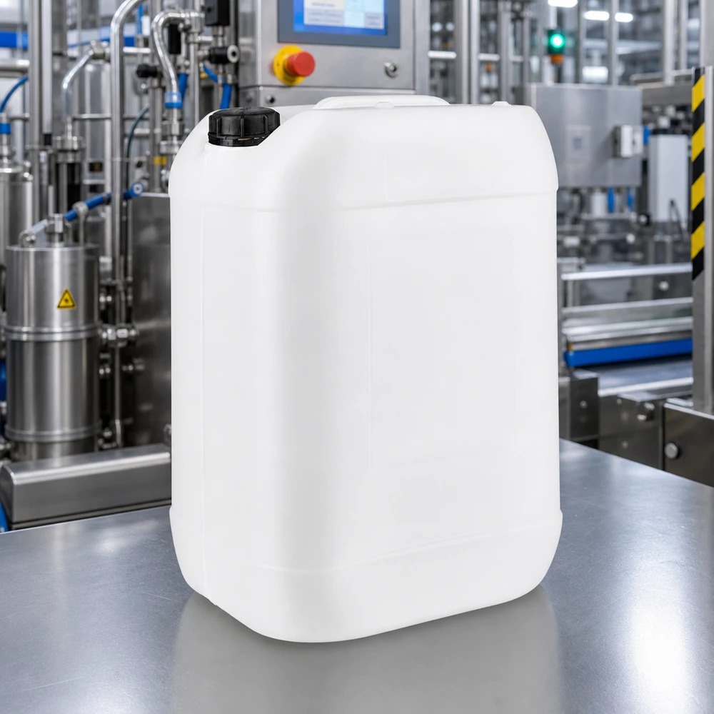 Jerrican de 25 litres avec bouchon à vis Bidon en plastique de 25 litres, adapté au contact alimentaire, avec bouchon OV pour un stockage en toute sécurité
