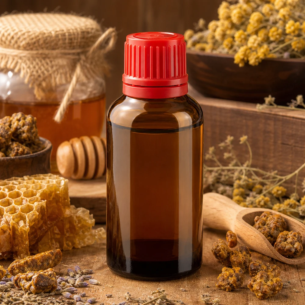 Flacon 30ml 11mm SV rouge OV BrownLine UT18/30 Bouteille BrownLine pratique de 30 ml avec bouchon à visser rouge, idéale pour les teintures d'herbes et les essences
