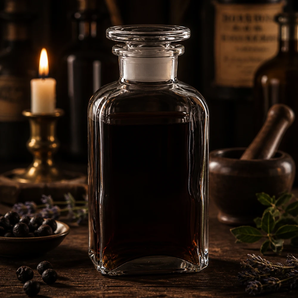 Bouteille carrée 250ml claire Bouchon en verre à col large Bocal de conservation botanique en verre carré de 250 ml avec bouchon, à côté de la lavande et des baies