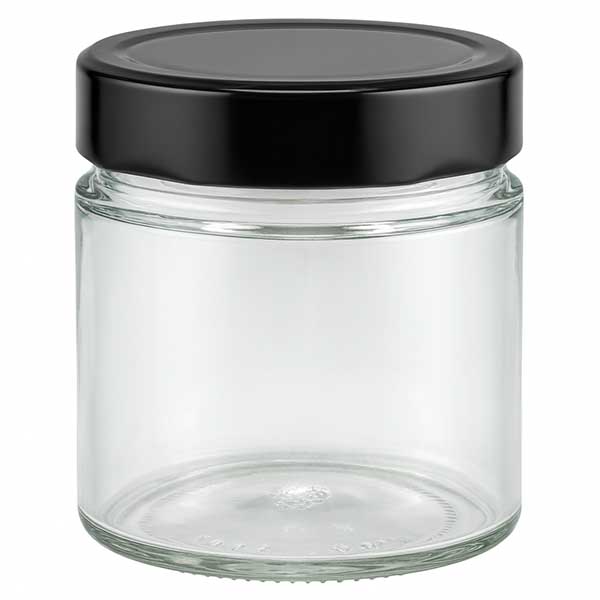 135ml Verre rond avec couvercle BasicSeal noir UNiTWIST