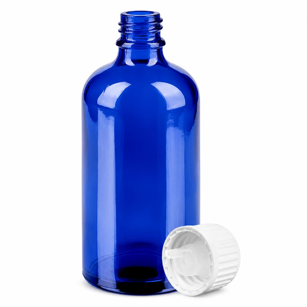 100ml flacon compte-gouttes 0.9mm blanc STD BlueLine UT18/100 Petit flacon compte-gouttes bleu 100ml 0,9mm compte-gouttes blanc pour huiles essentielles BlueLine
