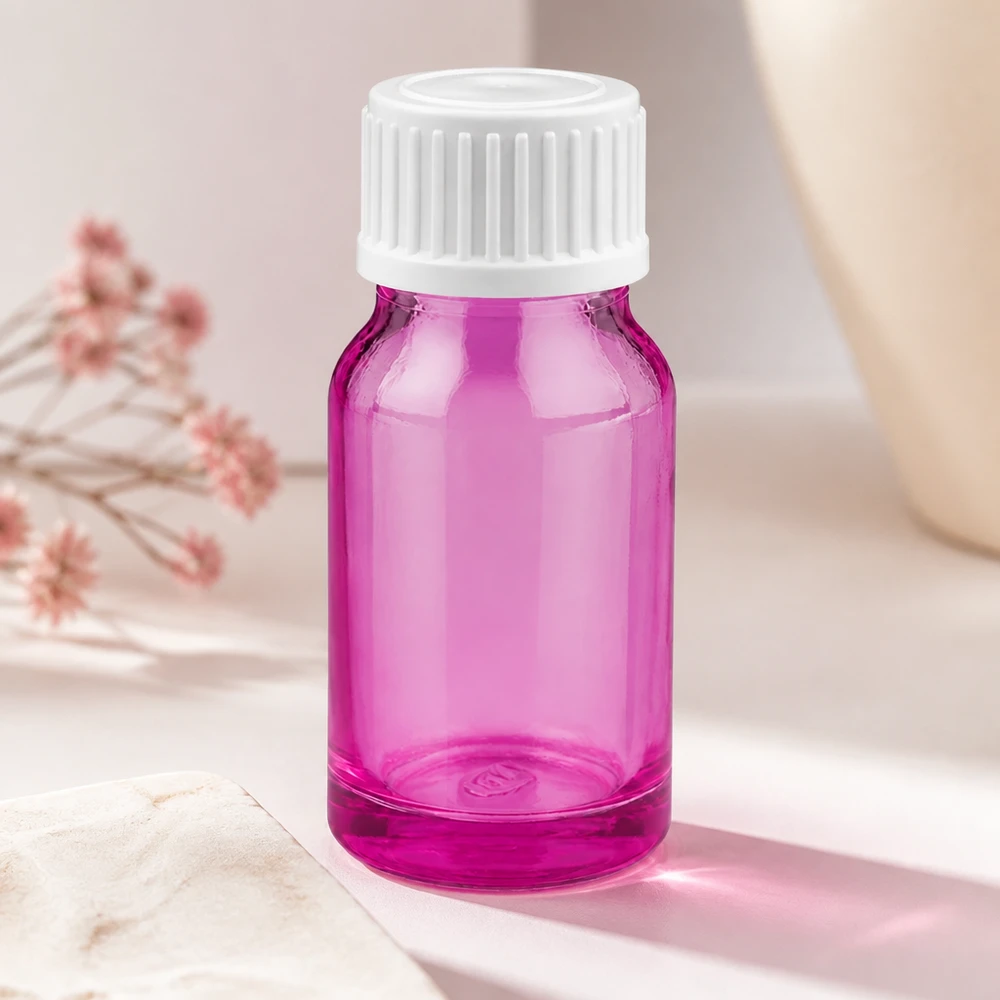 Flacon compte-gouttes 10ml 0.9mm blanc standard PurpleLine. UT18/10 Bouteille en verre violet pratique de 10 ml avec système anti-gouttes, parfaite pour les voyages et les déplacements.