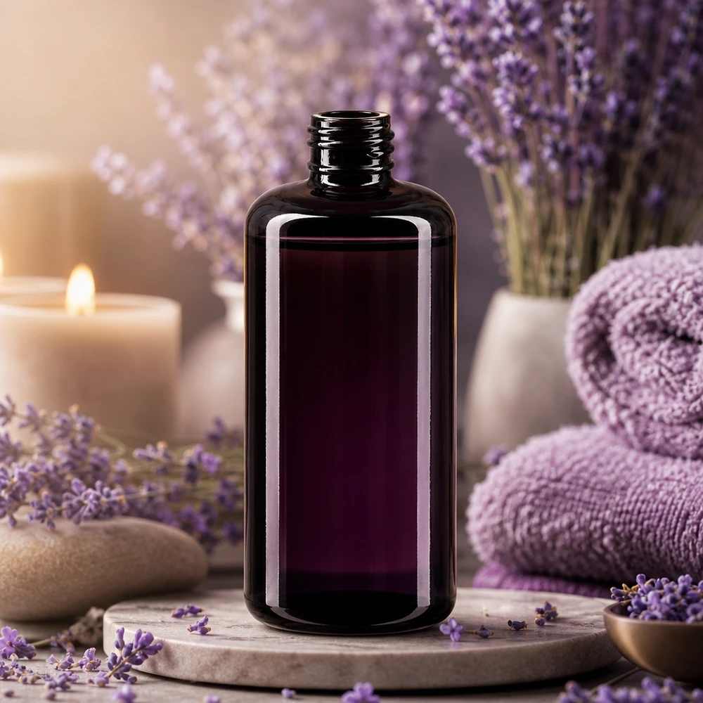 Flacon en verre violet 200 ml GCMI 410/24 (verre Miron) Flacon cosmétique de protection contre la lumière Draco 200ml en verre violet spécial Miron pour les produits naturels