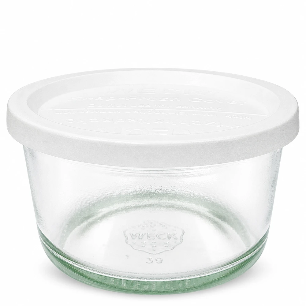 WECK Pot Gourmet 165ml avec couvercle blanc RR80 Pot de conservation rond transparent pour la conservation
