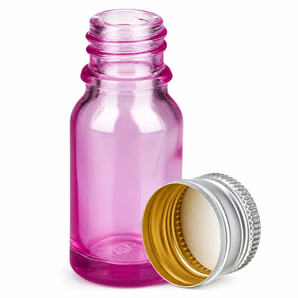 Flacon de pharmacie de 10 ml en verre coloré avec bouchon en argent résistant à la corrosion
