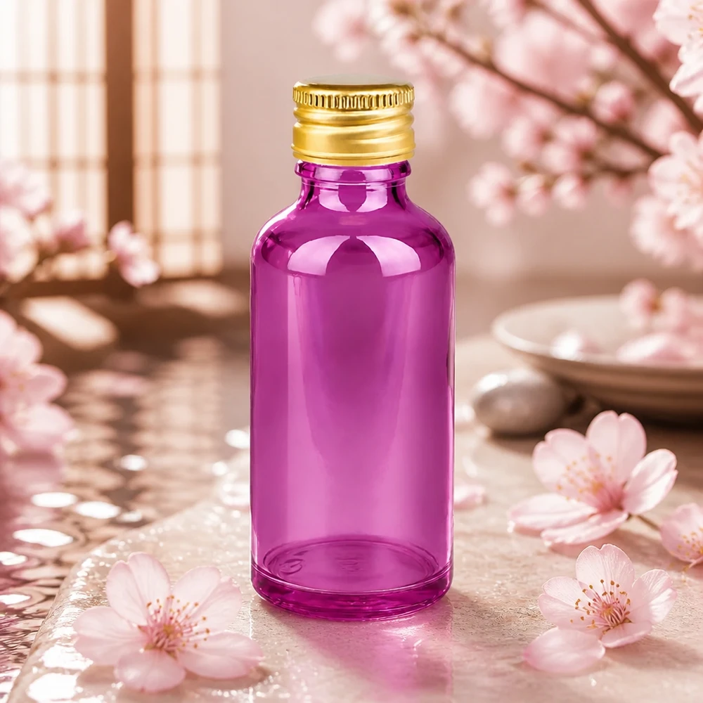Bouteille violette pratique de 50 ml avec bouchon anti-fuite en aluminium, parfaite pour les voyages et les déplacements