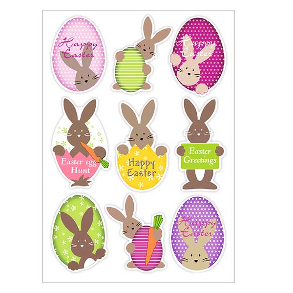 Sticker lapin de Pâques (9 stickers transparents)