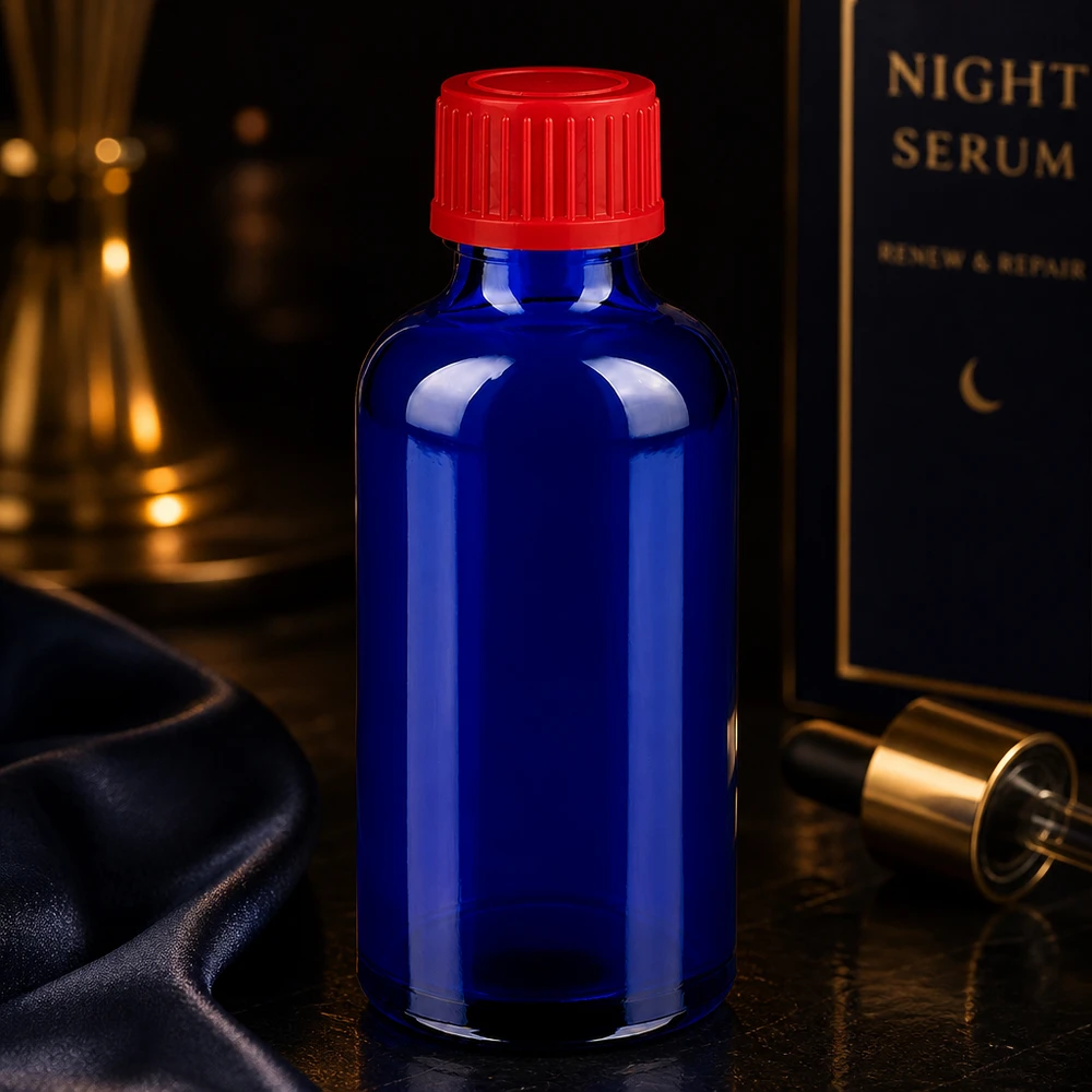 Flacon de 50ml 11mm SV rouge STD BlueLine UT18/50 Pots de laboratoire 50ml BlueLine Standard avec verre résistant aux produits chimiques et bouchon de sécurité rouge