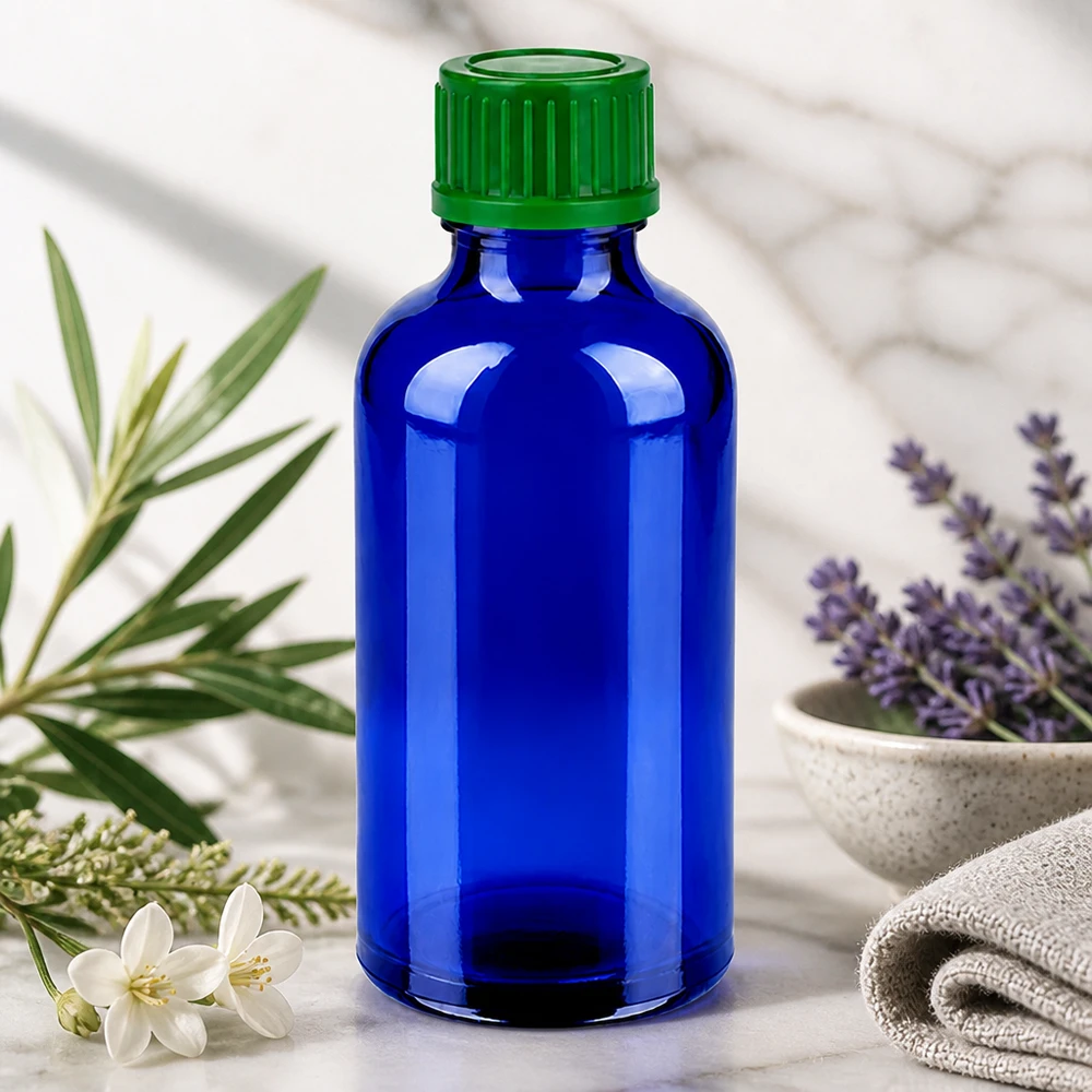 Flacon de 50ml 11mm SV vert STD BlueLine UT18/50 Bouteille pratique de 50 ml avec filetage UT18, parfaite pour le bricolage cosmétique et les remèdes naturels.