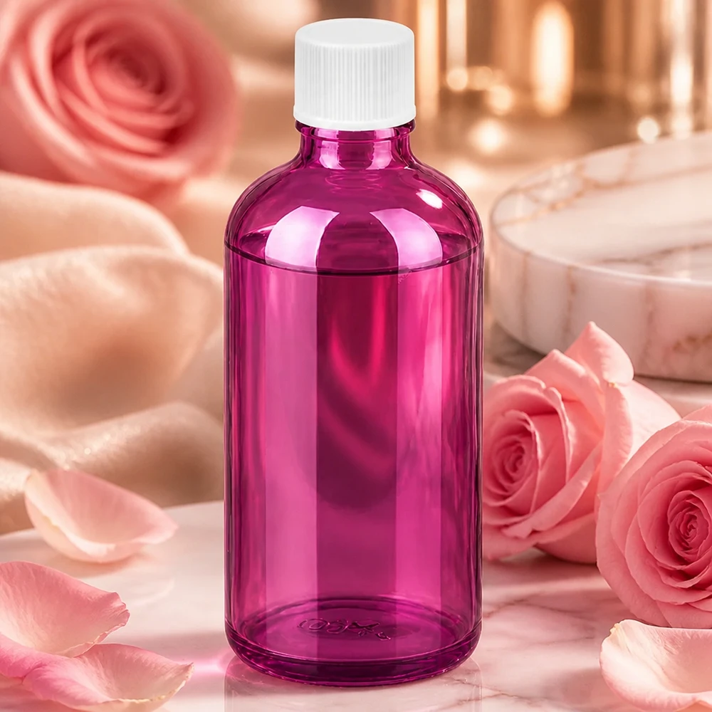 Flacon 100ml 11mm bouchon vissant blanc standard PurpleLine UT18/100 Élégant flacon de 100 ml de couleur pourpre avec protection UV pour les substances sensibles à la lumière