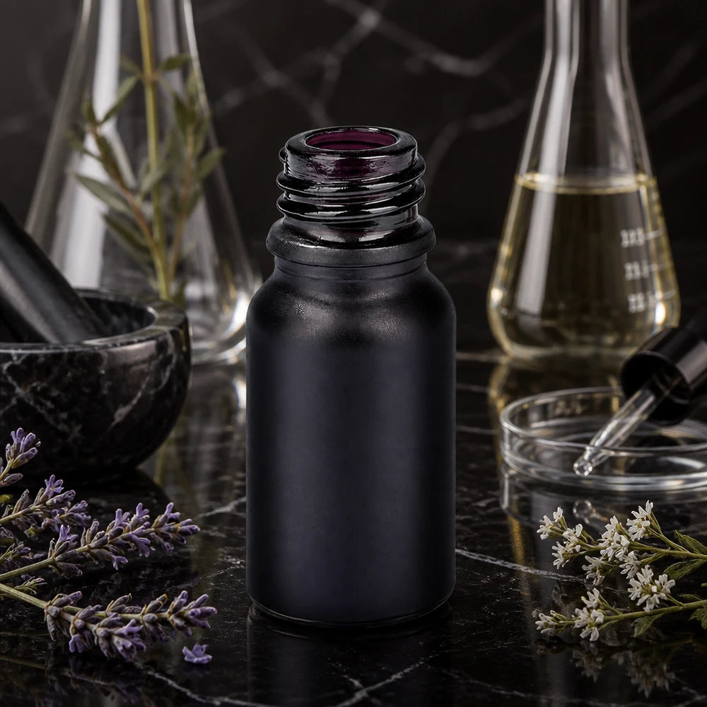 Bouteille de pharmacie de 10ml BlackLine UT18/10 UNiTWIST Bouteille de pharmacie de 10ml BlackLine UT18/10 UNiTWIST parfaite pour les huiles essentielles et l'aromathérapie