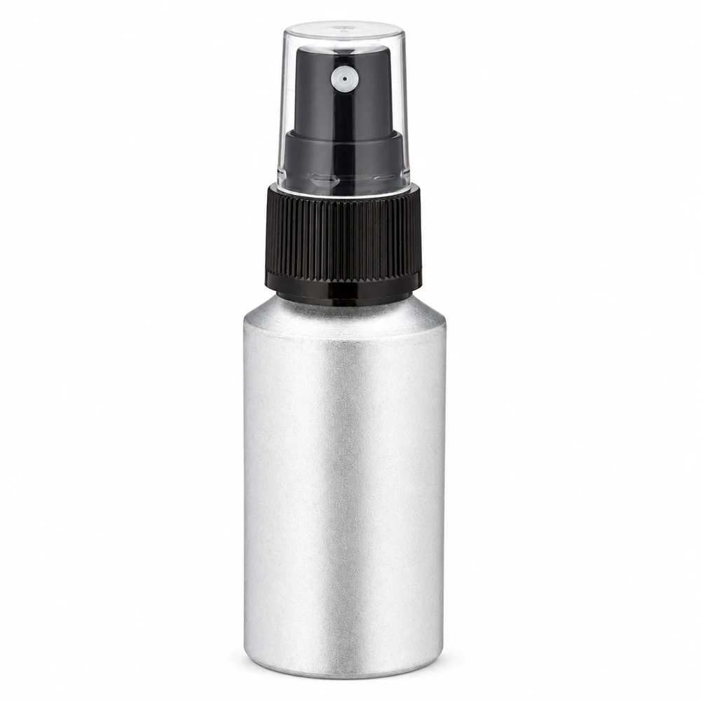 Bouteille en aluminium teinté 30 ml, avec vaporisateur à pompe noir Bouteille en aluminium décapé de haute qualité de 30 ml avec embout de pulvérisation professionnel