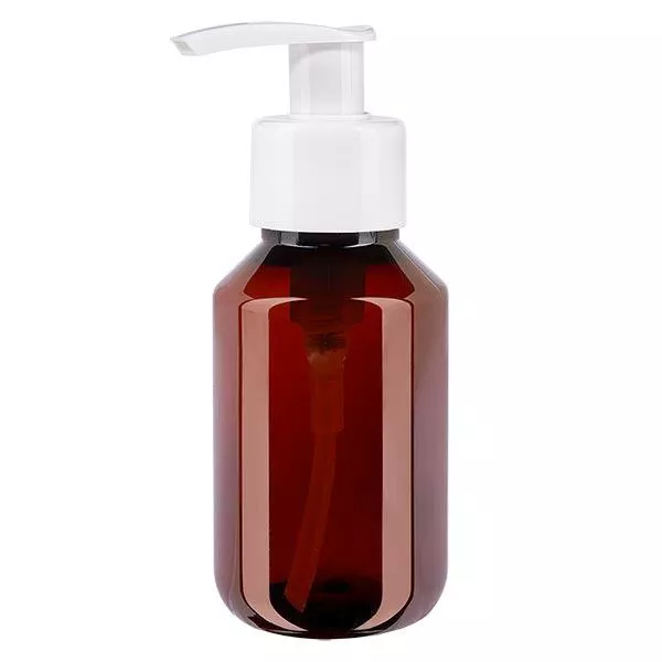 Bouteille PET 100ml avec pompe distributrice blanche