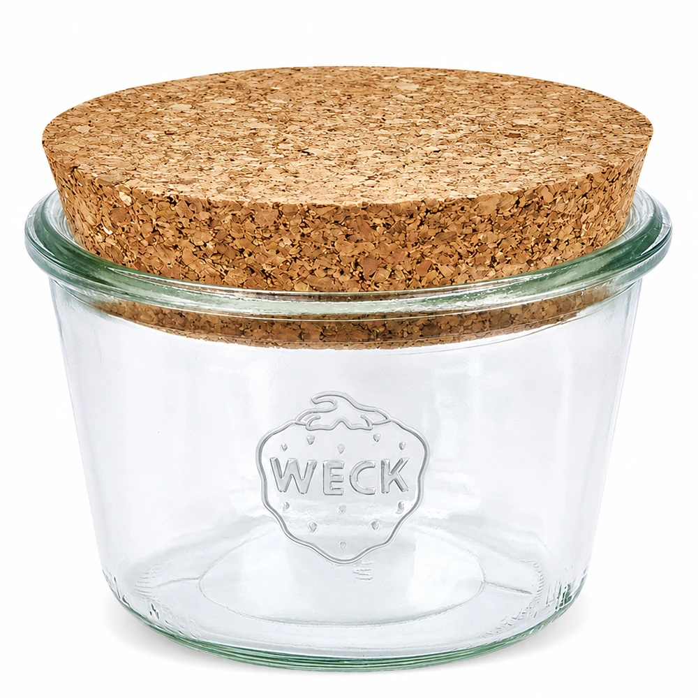 370ml bocal conique WECK RR100 avec bouchon nature WECK Pot renversé 370ml RR100 avec bouchon en liège naturel Pot de conserve transparent pour la conservation