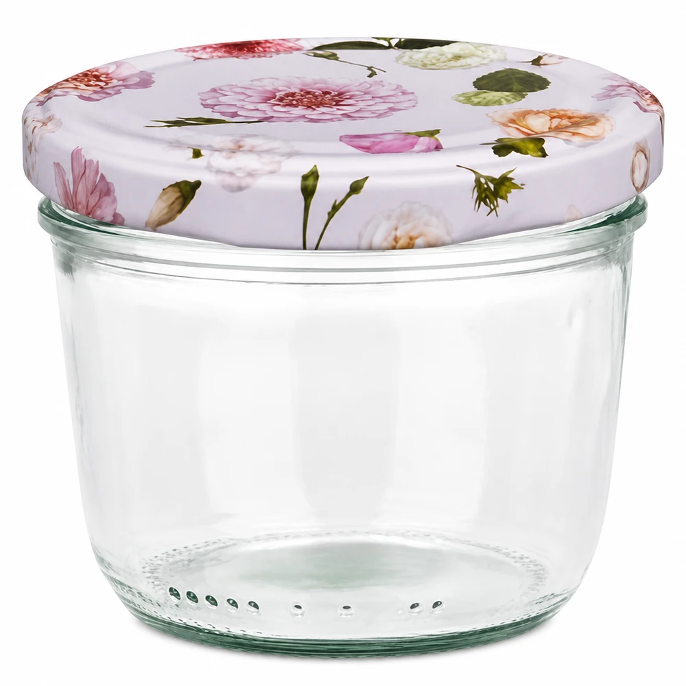 Verres 230 ml + couvercle BasicSeal rose... 230ml bocal avec couvercle BasicSeal rose à fleurs bocal à confiture bocal à provisions