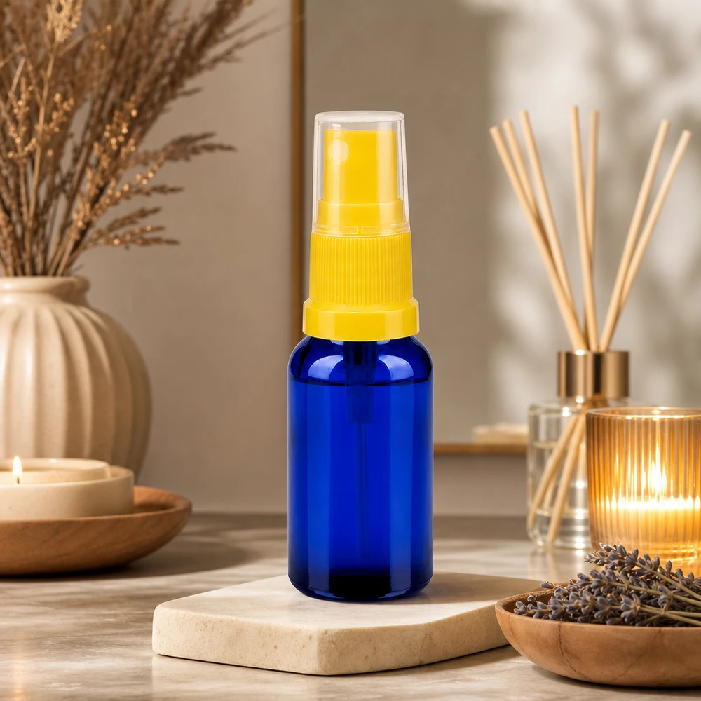 Vaporisateur 20ml jaune/tr. STD BlueLine UT18/20 Vaporisateur miniature de 20 ml avec bouchon à pompe pratique BlueLine UT18/20