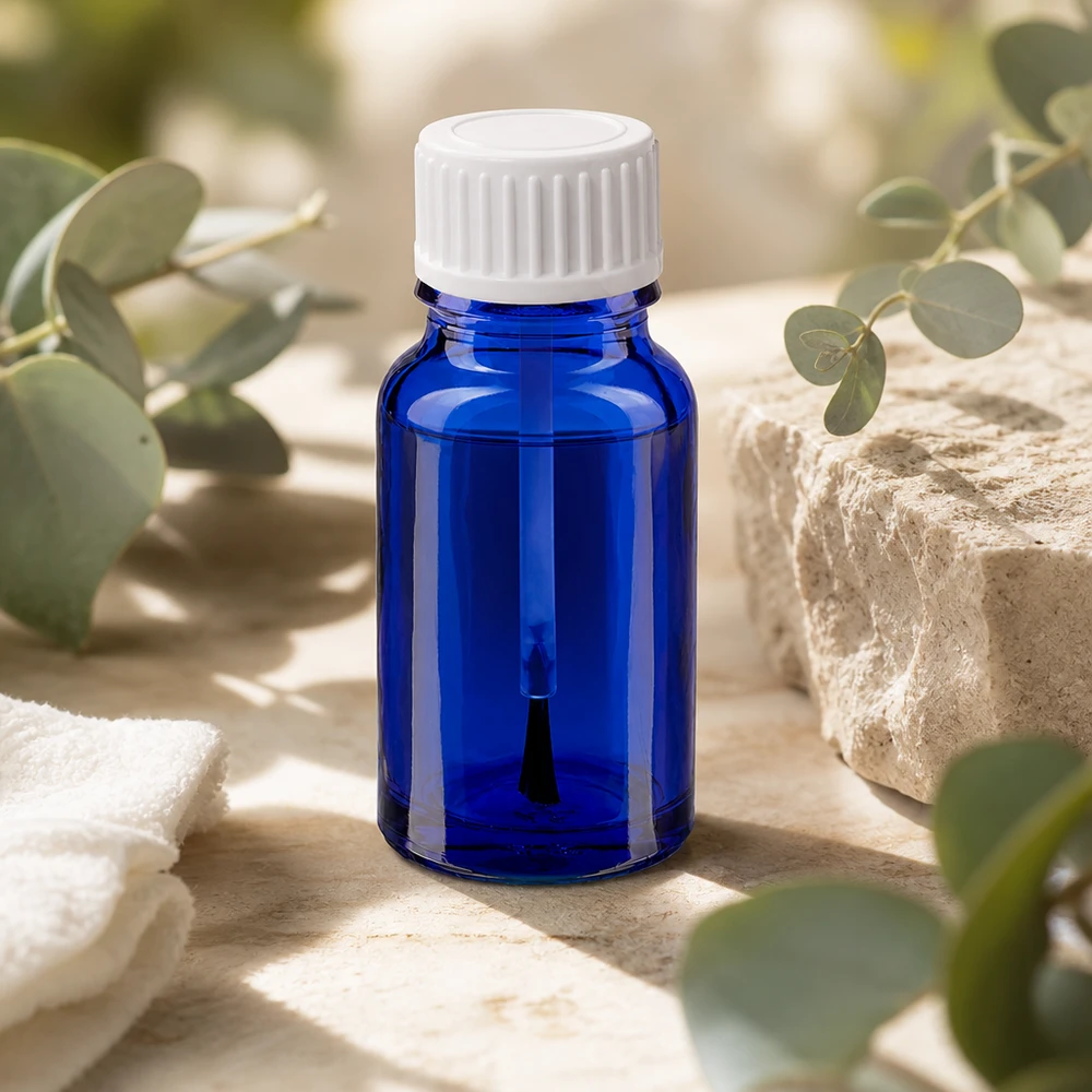 10ml flacon pinceau blanc STD BlueLine UT18/10 Bouteille de 10ml avec embout pinceau bleu parfait pour le vernis à ongles et les produits cosmétiques liquides