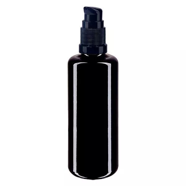 Flacon de pharmacie violet 50ml bouchon pompe noir std Flacon de pharmacie violet 50ml bouchon pompe noir std