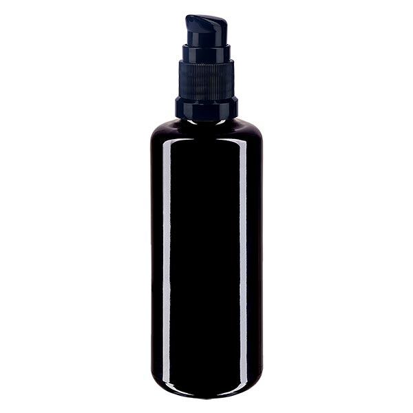 Flacon de pharmacie violet 50ml bouchon pompe noir std Flacon de pharmacie violet 50ml bouchon pompe noir std