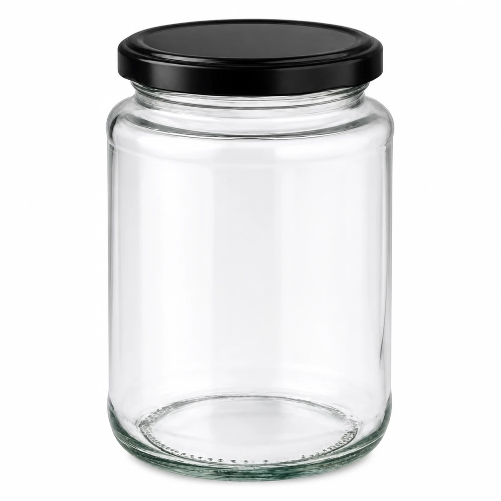 382ml bocal rond avec couvercle BasicSeal noir vide transparent bocal de conservation