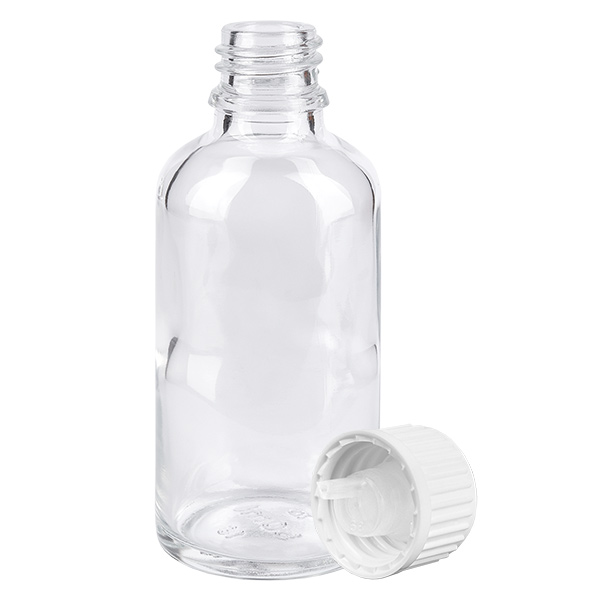 Flacon compte-goutte 50ml 0.9mm blanc STD ClearL. UT18/50