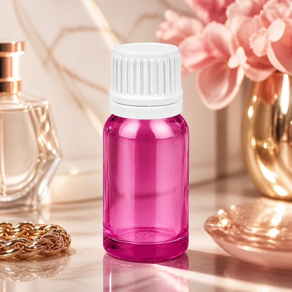 Flacon en verre violet de 10 ml avec bouchon blanc à l'épreuve des enfants pour une conservation en toute sécurité