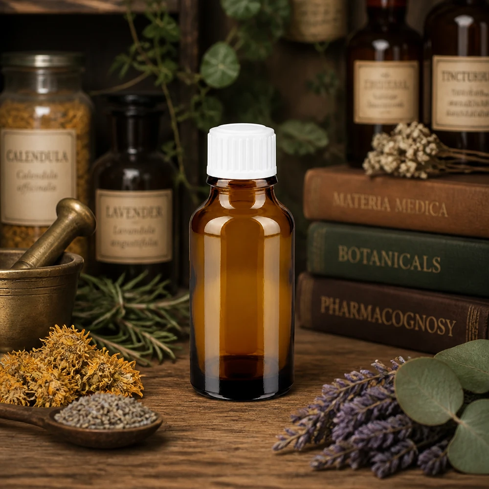 Flacon doseur de précision de 20 ml, en verre d'apothicaire brun, avec bec verseur de 0,9 mm et bouchon de sécurité enfant