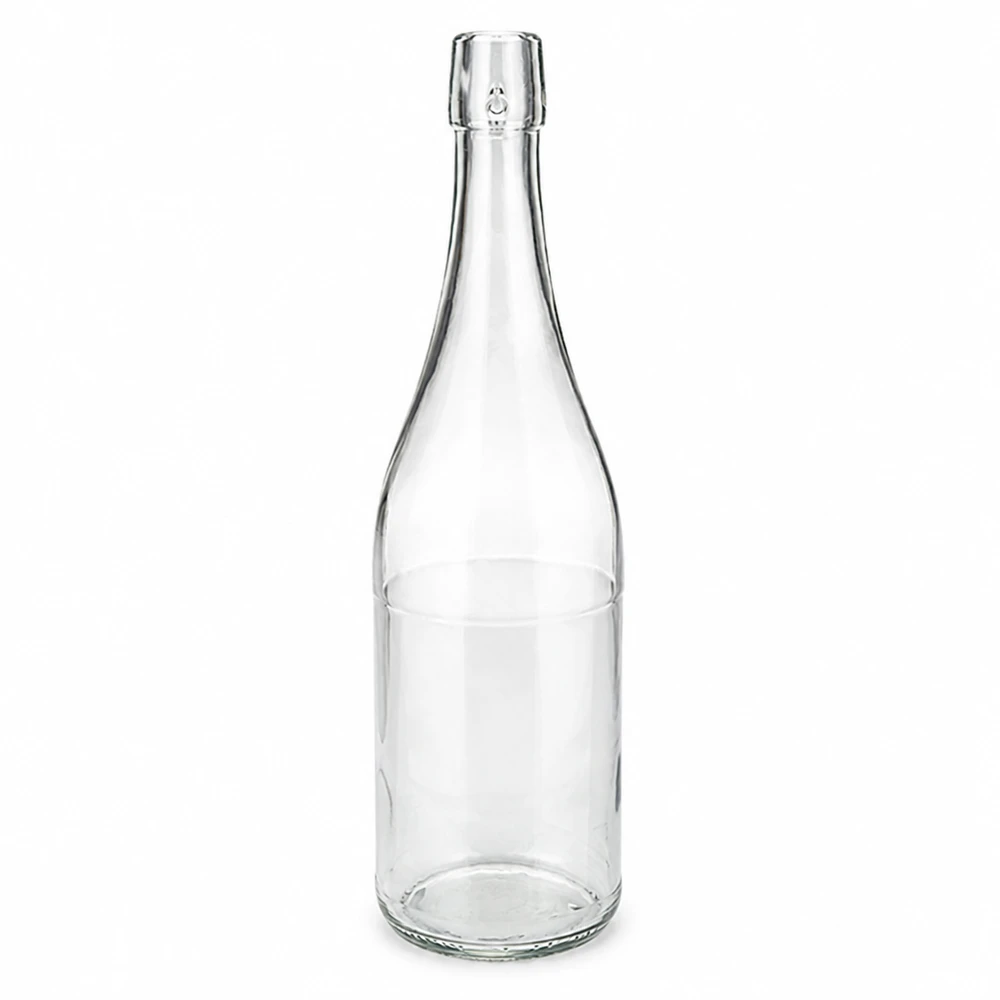 Bouteille en verre de 750 ml sans bouchon mécanique UNiTWIST Bouteille en verre transparent de 750ml sans fermeture à étrier UNiTWIST vide sur fond blanc Photo produit 1