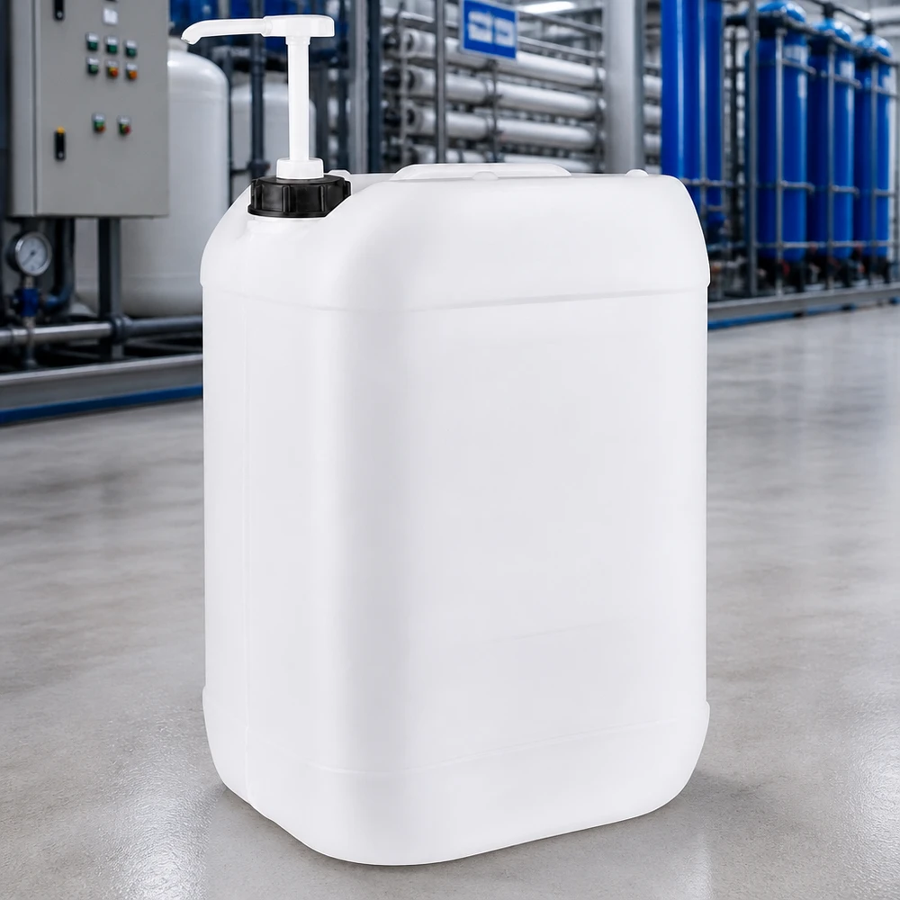 Bidon translucide de 25 litres avec pompe doseuse ergonomique à une main